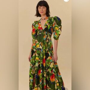 FARM Rio Colorful Parrot Print Long  Dress (Size 4-6)